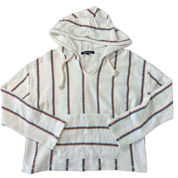 Ocean Drive Striped Terry Cloth Beach Hoodie Poncho, Small - Picture 1 of 9